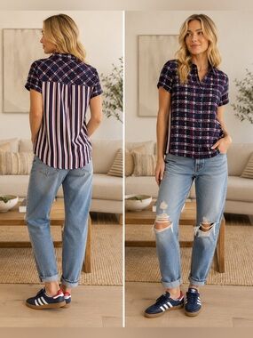 Liverpool Los Angeles  Red White and Blue Blouse